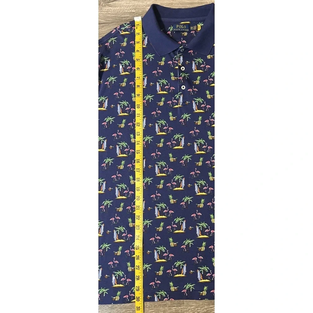 Polo Ralph Lauren Blue Tropical Flamingo Pineapple Short Sleeve Shirt, Size 2XB